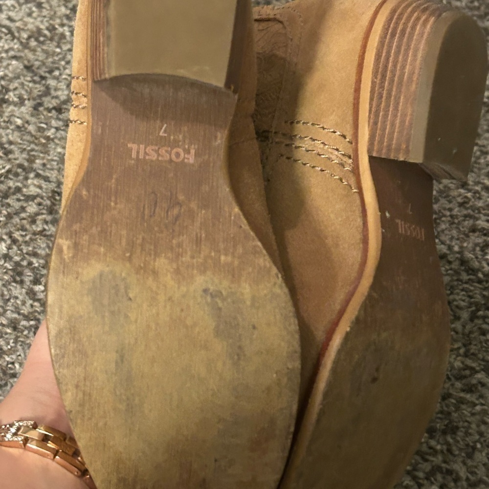 Fossil Beige Suede Ankle Booties - Picture 6 of 7